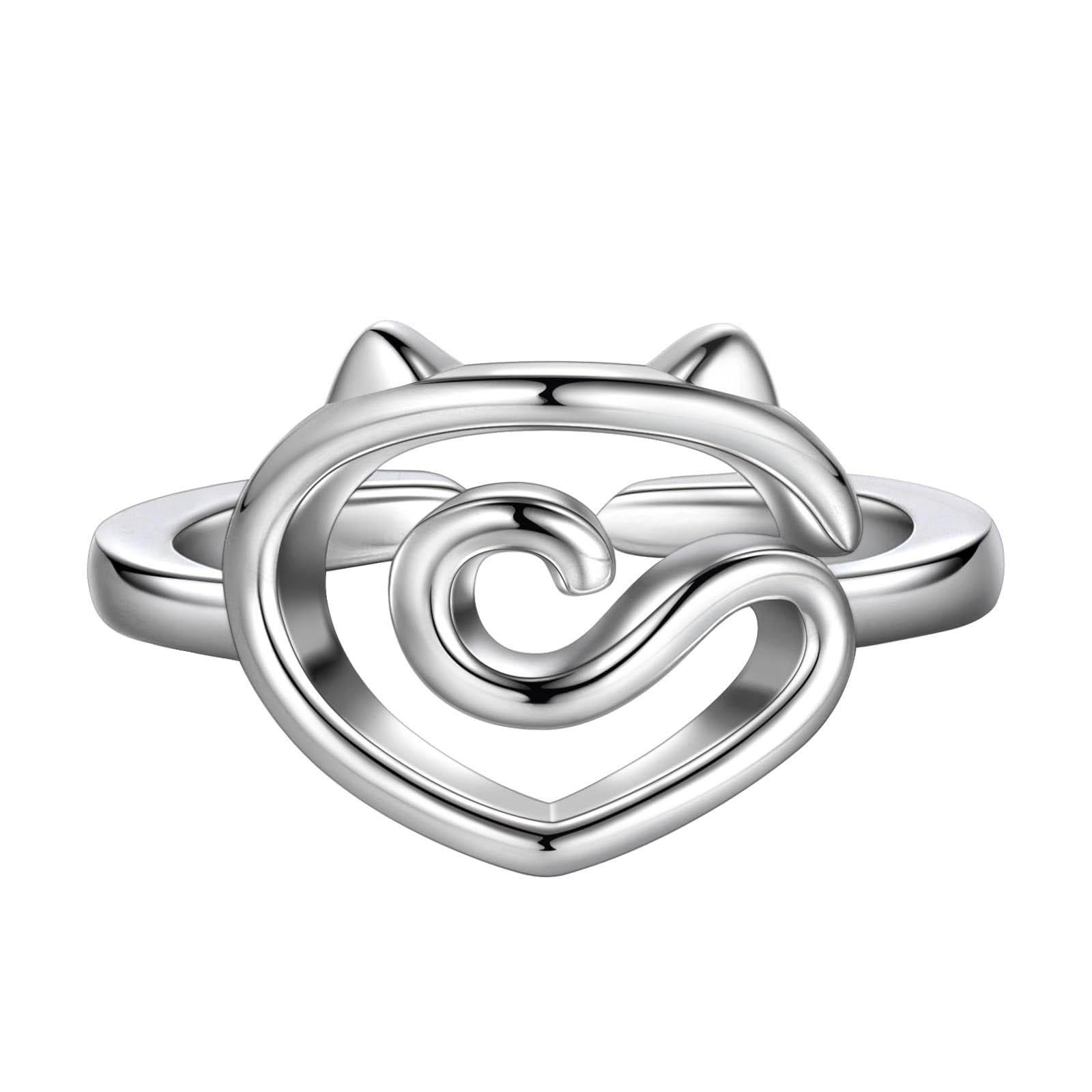 

Креативные кольца-крючки для вязания кошек, металлические кольца-направители для пряжи, кольца ручной работы, стильный и универсальный аксессуар для женщин 1 серебряный