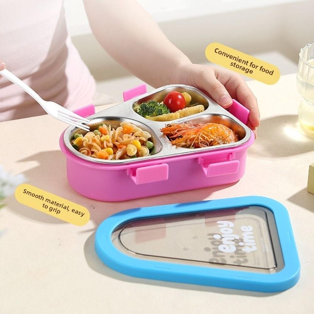 Triangle Thermal Lunch Box Divided Compartments Food Container Portable Insulated Bento Box  Picnic