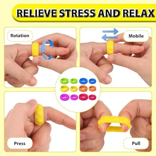 Supecesorio 12-Piece Sensory Fidget Toys Set, Anti-Stress Rings for Kids & Adults, ADHD Focus & Relaxation Therapy Toys