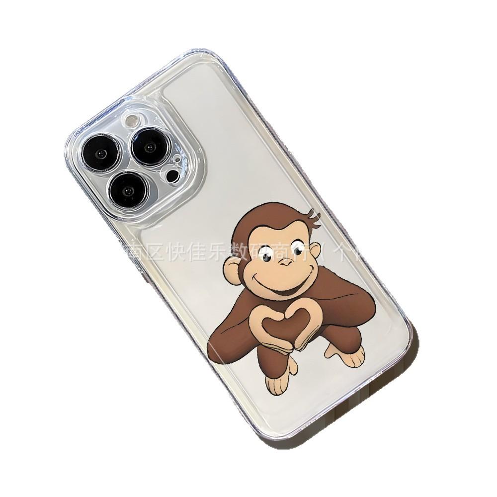 Cute little monkey for Apple 16Pro/17 transparent phone case iPhone15/14/13/12 mini/11