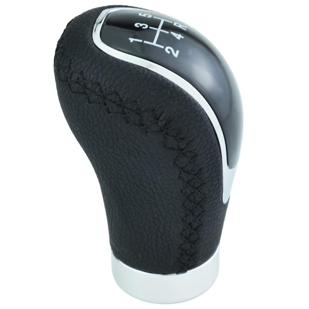 Arenbel Car Shift Knob 5 Speed Shift Handle Leather Auto Interior Parts Black