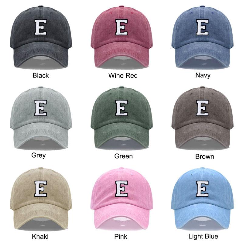 Initial Letter A-Z Embroidery Baseball Cap For Men Womne High Quality Washed Cotton Dad Hats Team Sport Visors Snapback Caps