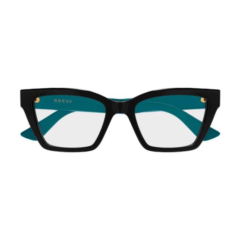 Gucci optical glasses 014 (black/green frame/clear lens) 55mm glasses case (random size and color) + glasses cloth