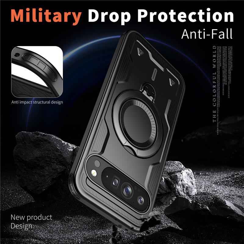 Suitable for Google Pixel 10A Protective Case 360 Degree Rotating Bracket Pixel 19 Day Ring Anti-drop Mobile Phone Case