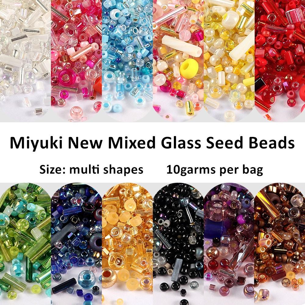500Pcs Japan Miyuki Seed Beads Mixed Delica Round Glass Beads Mix Colors and Size Glass Twist Bugle Tube For Clothing Accessory