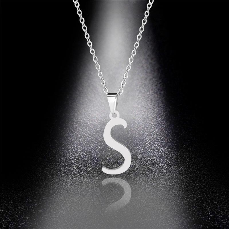 Simple English Letter Necklace Collarbone Chain Women Fashion Jewelry 26 Alphabet Pendant