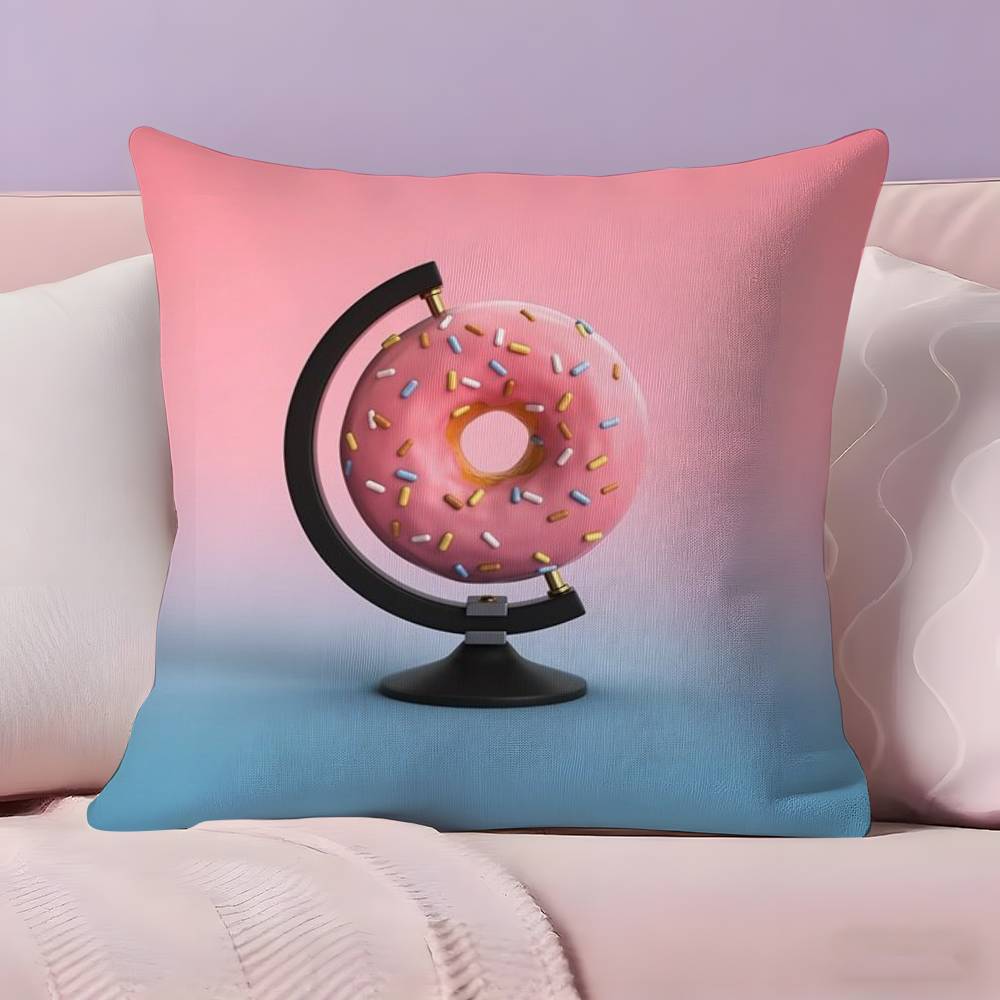 Food Fruit Print Creative Pillow Case Anti-dustmite Pillowcase Invisible Zipper Silky Short Plush Sofa Cushion Cover