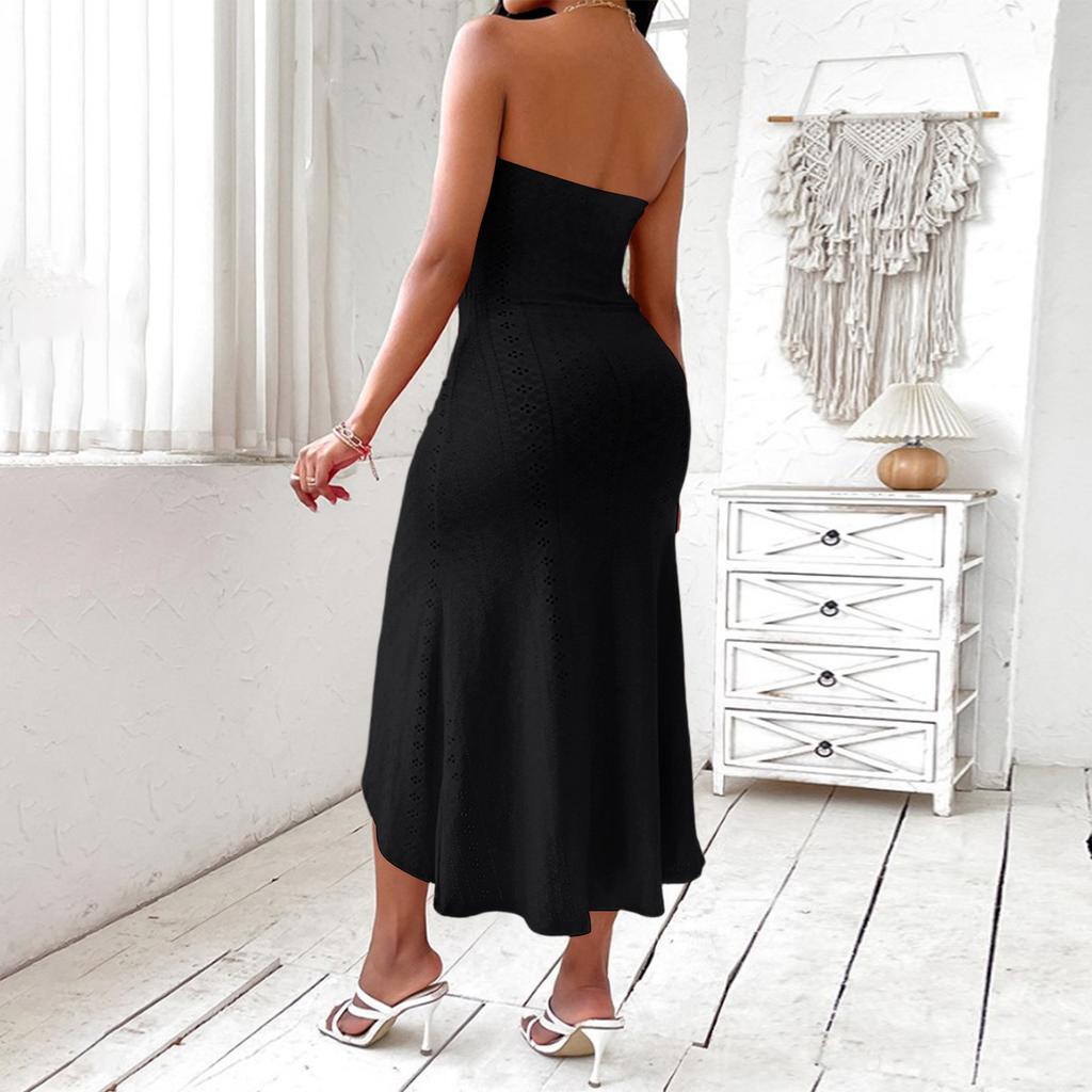 Women's Strapless Cutout Asymmetrical Dress Irregular Hem