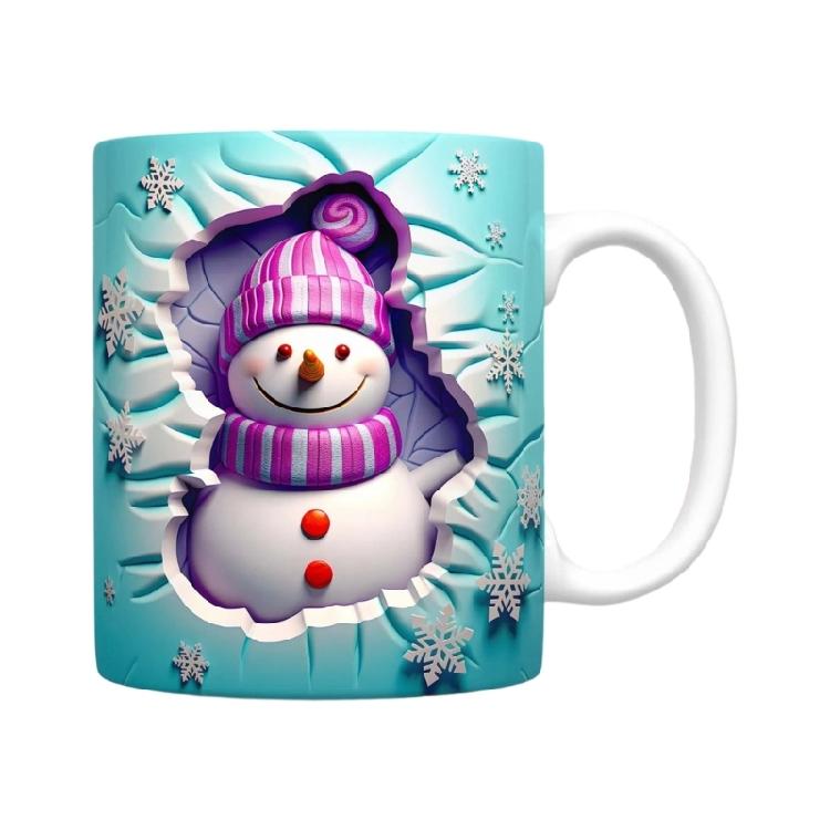 Festival Snowman Themed Ceramic Mugs Christmas Kitchenwares For Coffee Teas Dishwasher Friendly Homes Use