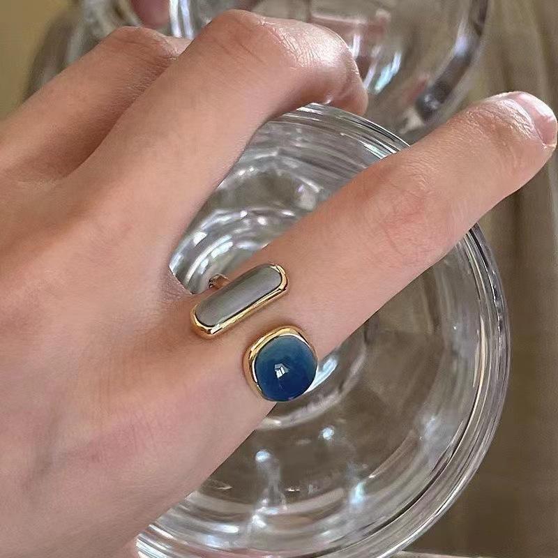 6Pcs Versatile Women S Ableunique Cold Niche Japanese Luxury European Americanins Emerald Ring Style