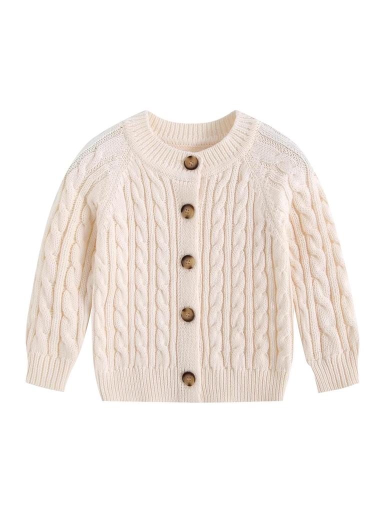 Unisex Baby Kabelstrick Baumwoll Cardigan: Stilvoller Frühjahrs- und Herbstpullover für Babys und Kleinkinder