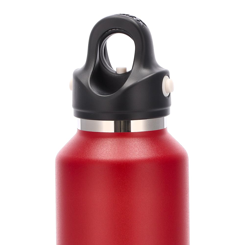 RevoMax V3 Vacuum Insulated Flask DWF-12427B, Fire Red, 355mL Slim, One-Touch Operation, Keeps Drinks Hot or Cold, Suitable for Carbonating.