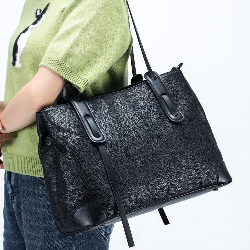 New leather handbag fashionable large-capacity tote bag women's commuter fashion soft leather women's bag versatile shoulder bag tide
