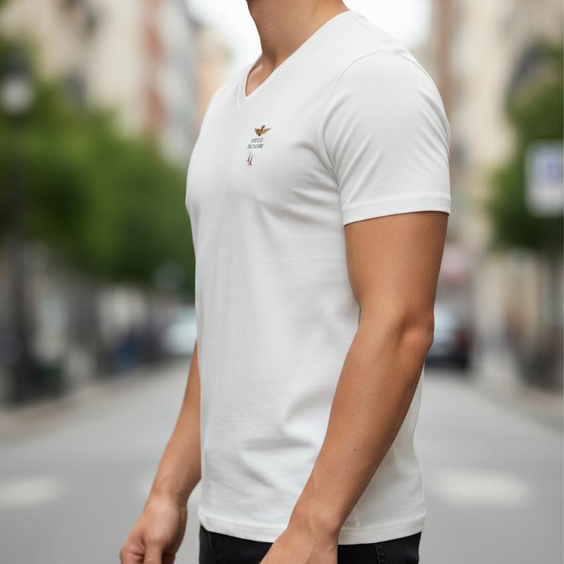 Aeronautica Militare White T-Shirt Men' V-Neck T-Shirt Scoti006J508-73009