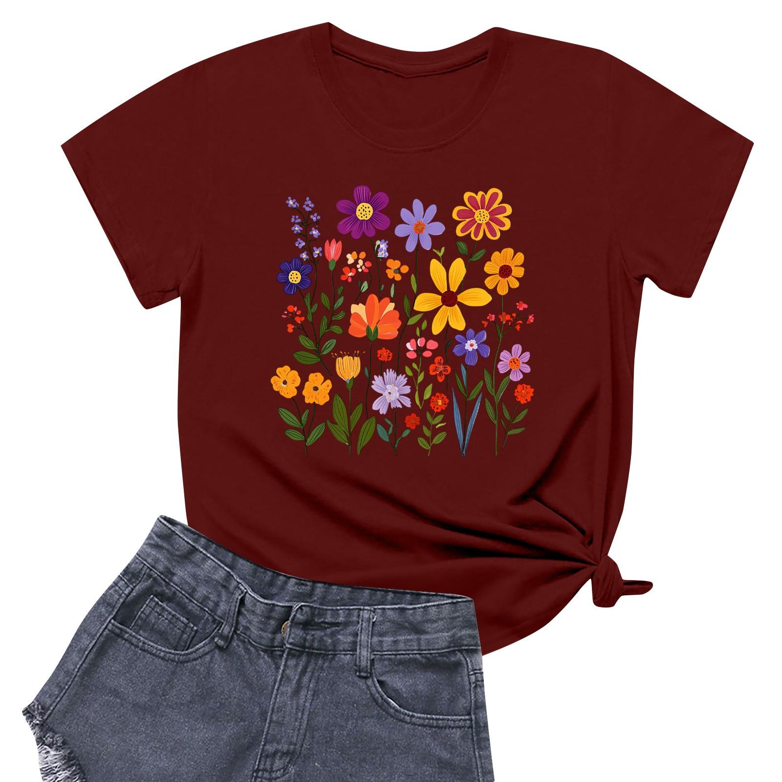 

Женская повседневная футболка с круглым вырезом и короткими рукавами с принтом XXL винный