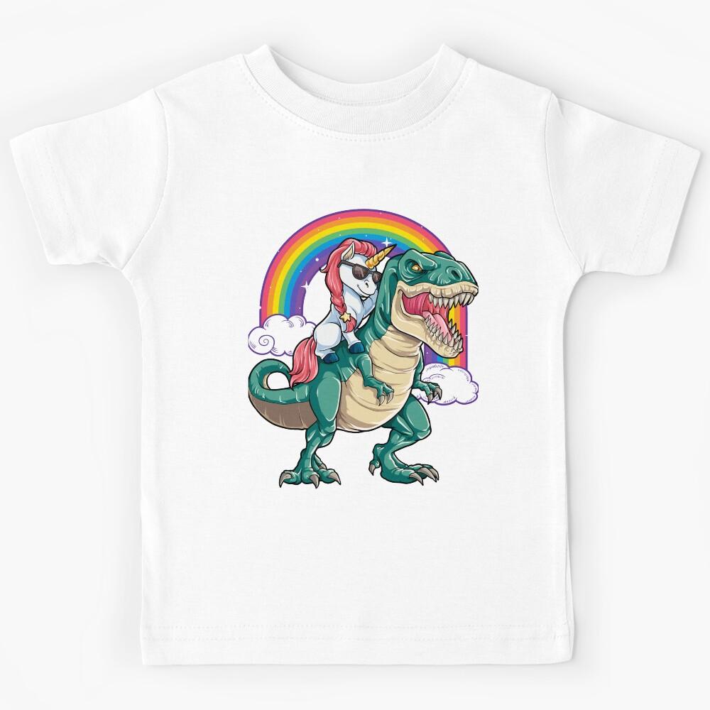Unicorn Riding Dinosaur Shirt for Girls Women Kids Boys Men Unicorn Dino Lover Gift Kids T-Shirt 170