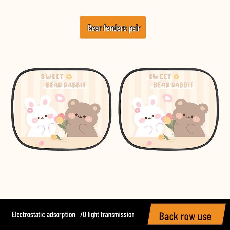 Cartoon Car Sunshade - Cute Electrostatic Heat Insulation Blocker for Summer