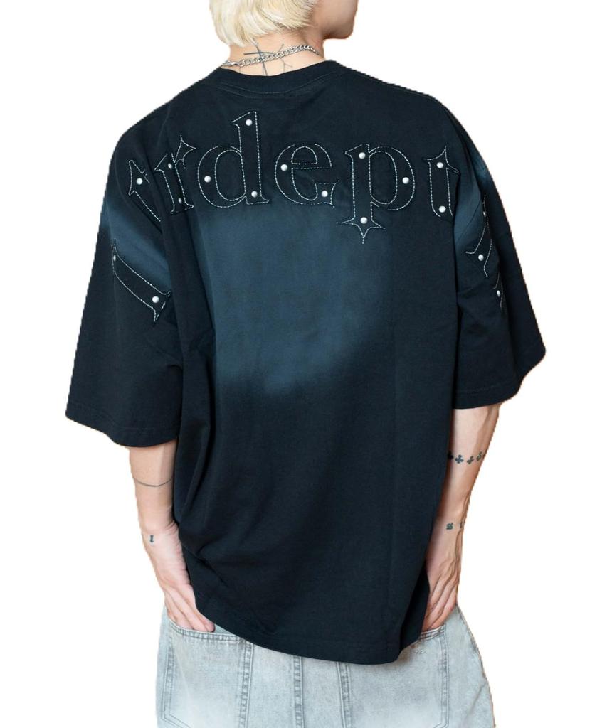 WEGO Short Sleeve with Back Graphic Summer Size Black Men's T-Shirt Studs, Tee, Top, Streetwear, Gift, L,