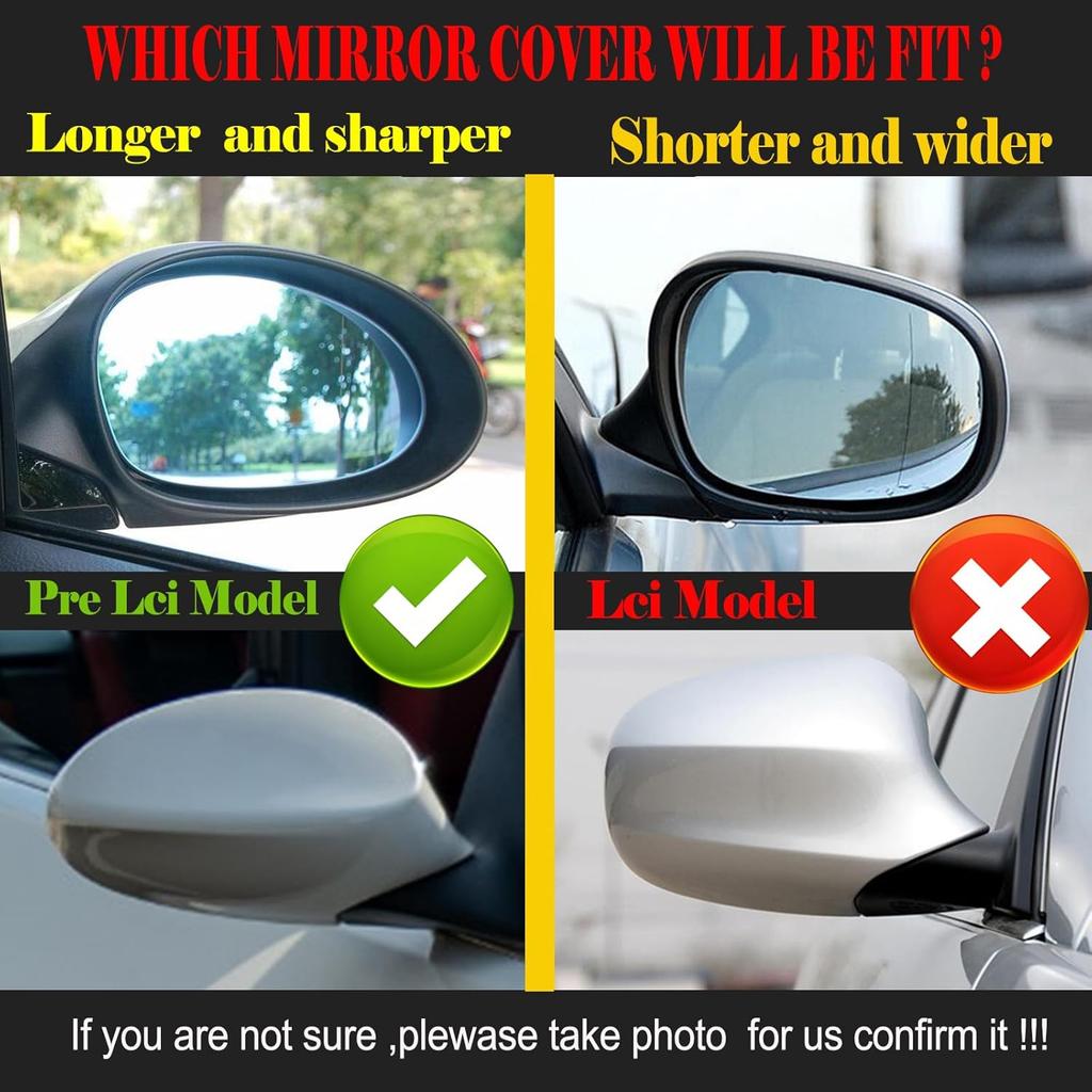 Carbon Fiber Pattern Side Mirror Cover Caps Compatible with BMW 2005-2008 E90 E91 / 2006-2009 E92 E93 PRE-LCI