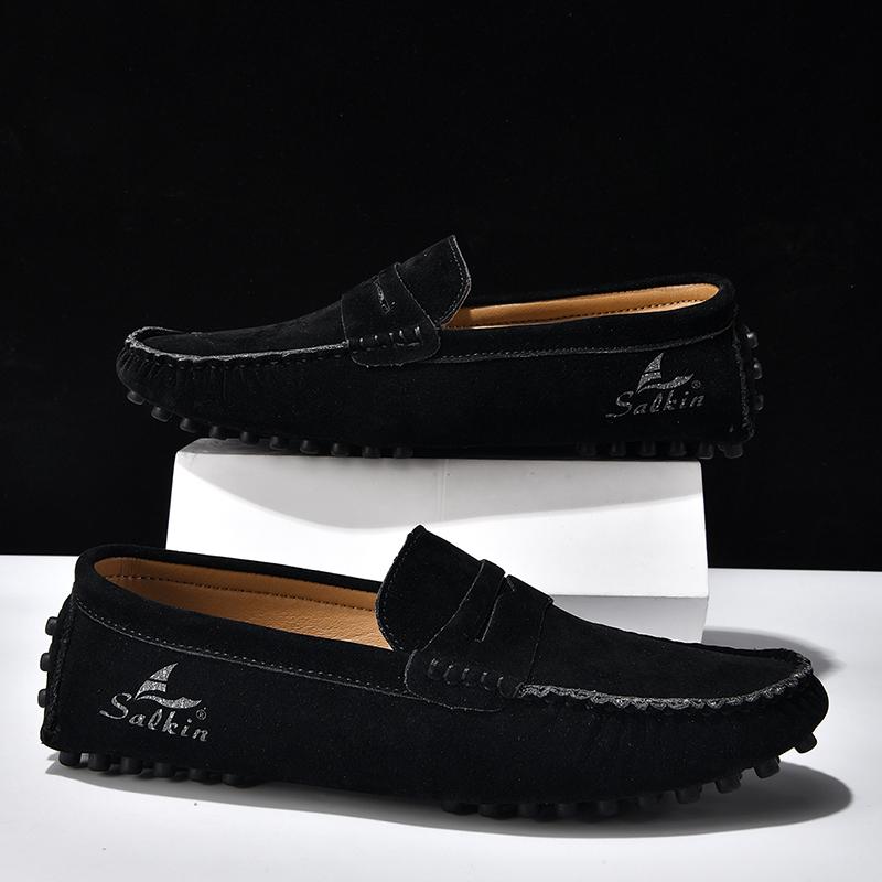 Fashion Leather Handmade Mens Loafers Moccasins Slip on Men's Flats Male Walking Shoes Summer Men Casual Shoes  Fashion Men Dress Shoes