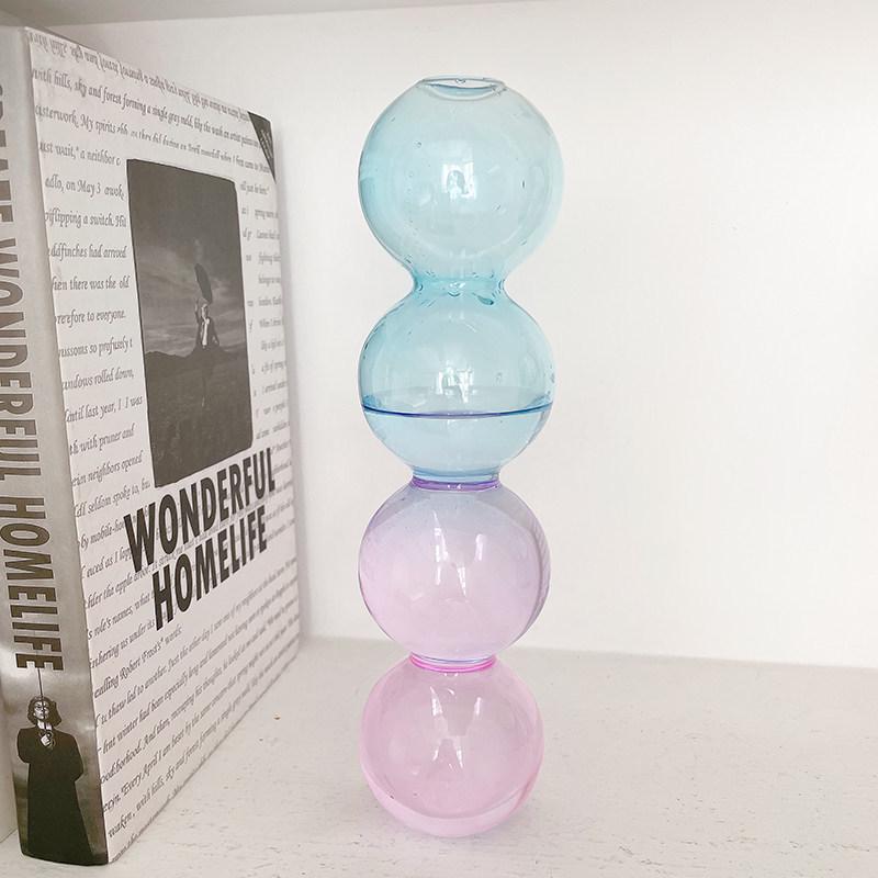 Korean-Style Transparent Glass Flower Vase for Soft Decoration and Photography