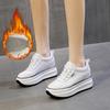 Black Leather Platform Sneakers Thick Sole Non-slip Chunky Shoes Women  New Autumn Winter Fashion Comfortable Casual Shoes