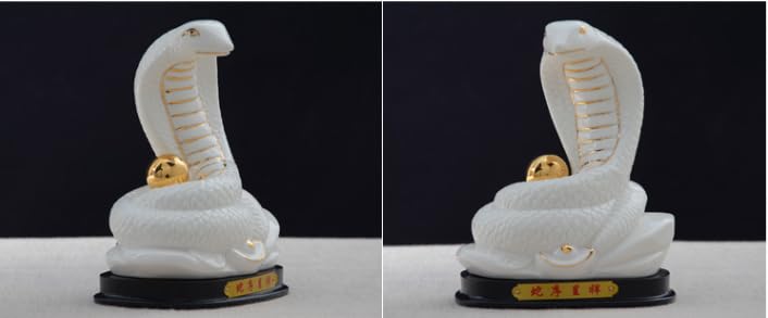 White Snake 2025 Zodiac Snake Year of the Snake Great Luck and Fortune Feng Shui New Room Decor Snake and Golden Orb Figurine, Figurine, Figurine,