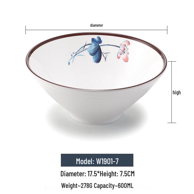 Меламиновая миска для лапши в китайском стиле - Имитация фарфора