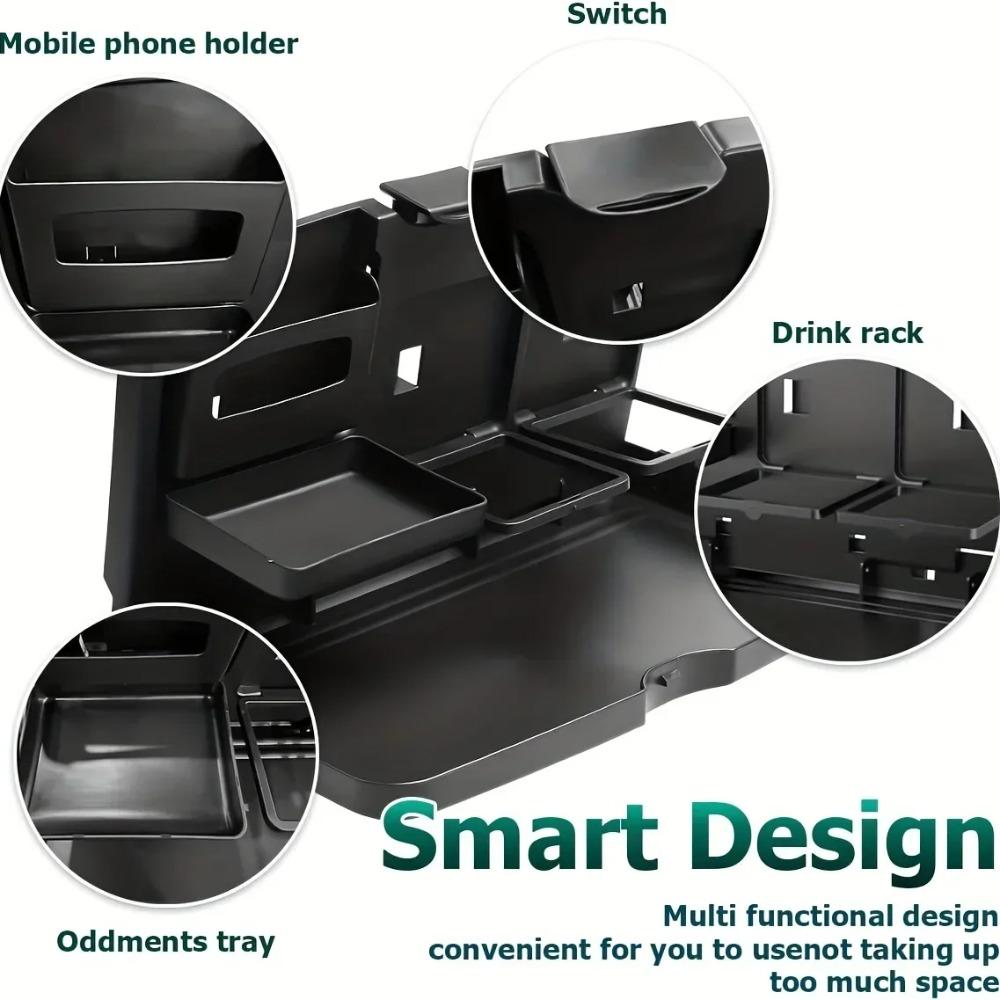 New Car Seat Backrest Foldable Tray Table ABS Portable Storage Rack Automatic Lunch Box Laptop Desk IPad Phone Holder Cup Holder