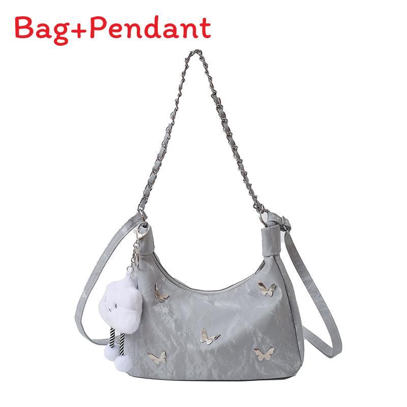 

Fashion Summer Butterfly Crossbody Bag With Chain Detailing For Daily Use срібний