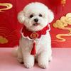 Handmade Cat Dog Scarves Lightweight Chinese Style New Year Cat Bow Tie Embroidery Pattern Red Tassels Knitted Pet Collar