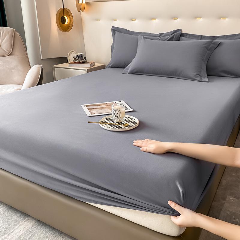 2024 Non-slip Solid Color Single Bed Fitted Sheet Dust Cover - Ins Style