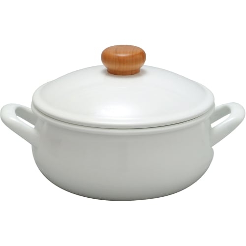 Nodahoro 20cm Enamel Casserole, Gas/IH Compatible, Double-Handled Pot with Excellent Heat Retention, Made In Japan, Porchka PO-20W