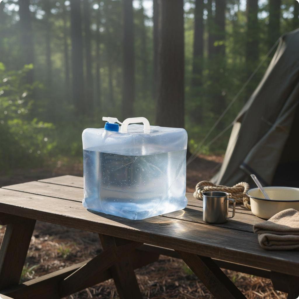 Foldable Water Tank Food Grade Container Lightweight for Travel, Road Trip 10L Faucet
