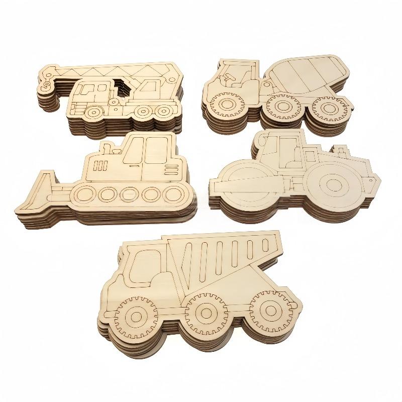 

15PCS Unfinished Wood Truck Cutouts Crafts Truck Party Game Favors Vehicles to Paint Wooden Truck Hanging Ornaments 100MM