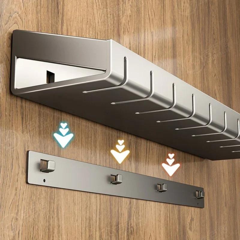 Kitchen Wall Mounted Spice Condiment Rack Organizer With Hanging Hook Wall Storage Shelf For Household Kitchen Space Saving