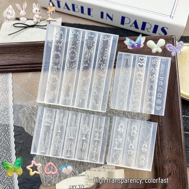 Cartoon Butterfly & Rabbit Nail Art Embossed Mold for DIY Gel Carving