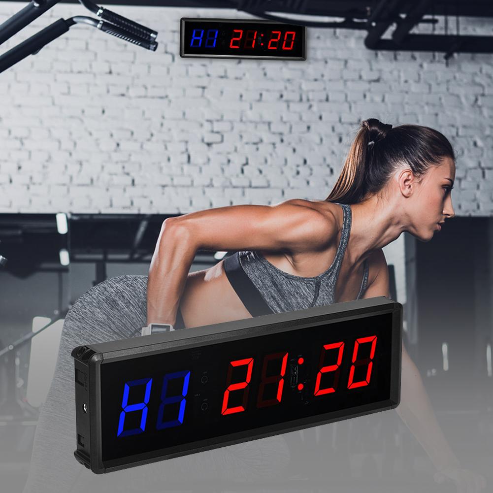 Portable Gym Timer LED Workout Clock Remote Control Count Down/Up Clock Multifunctional Wall Clock for Gym and Outdoor Sport