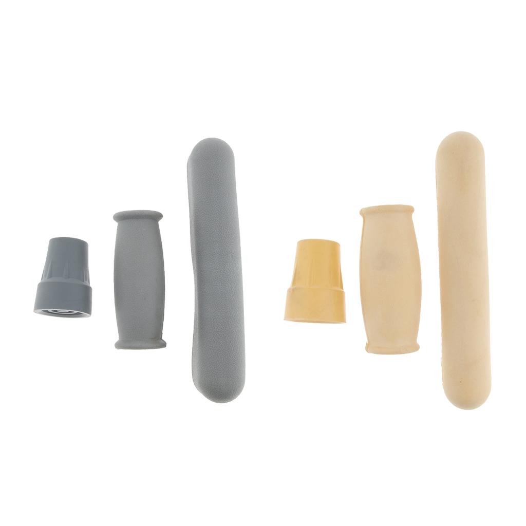 Crutch Accessories Kit - Including Pad, Handle Grip Covers, Tip Cover – Gray