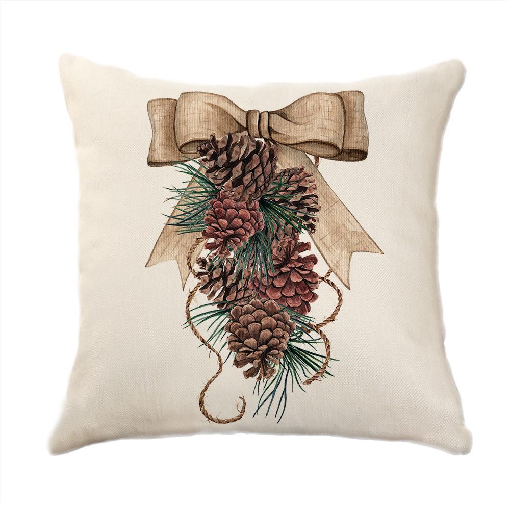 Christmas Theme Printed Sofa Pillow Case Christmas Atmosphere Decoration Bay Window Cushion