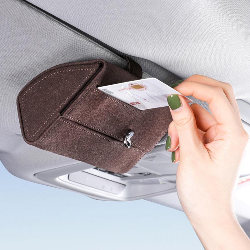 Car Sun Visor Glasses Holder Sunglasses Organizer Holder Storage Pouch Ticket Card Clip Case Eyeglasses Storage Car Accessories