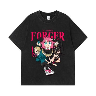 275 GSM Washed T-shirts 100% Cotton Spy X Family V1 Forger Print Unisex Heavy Cotton T Shirt