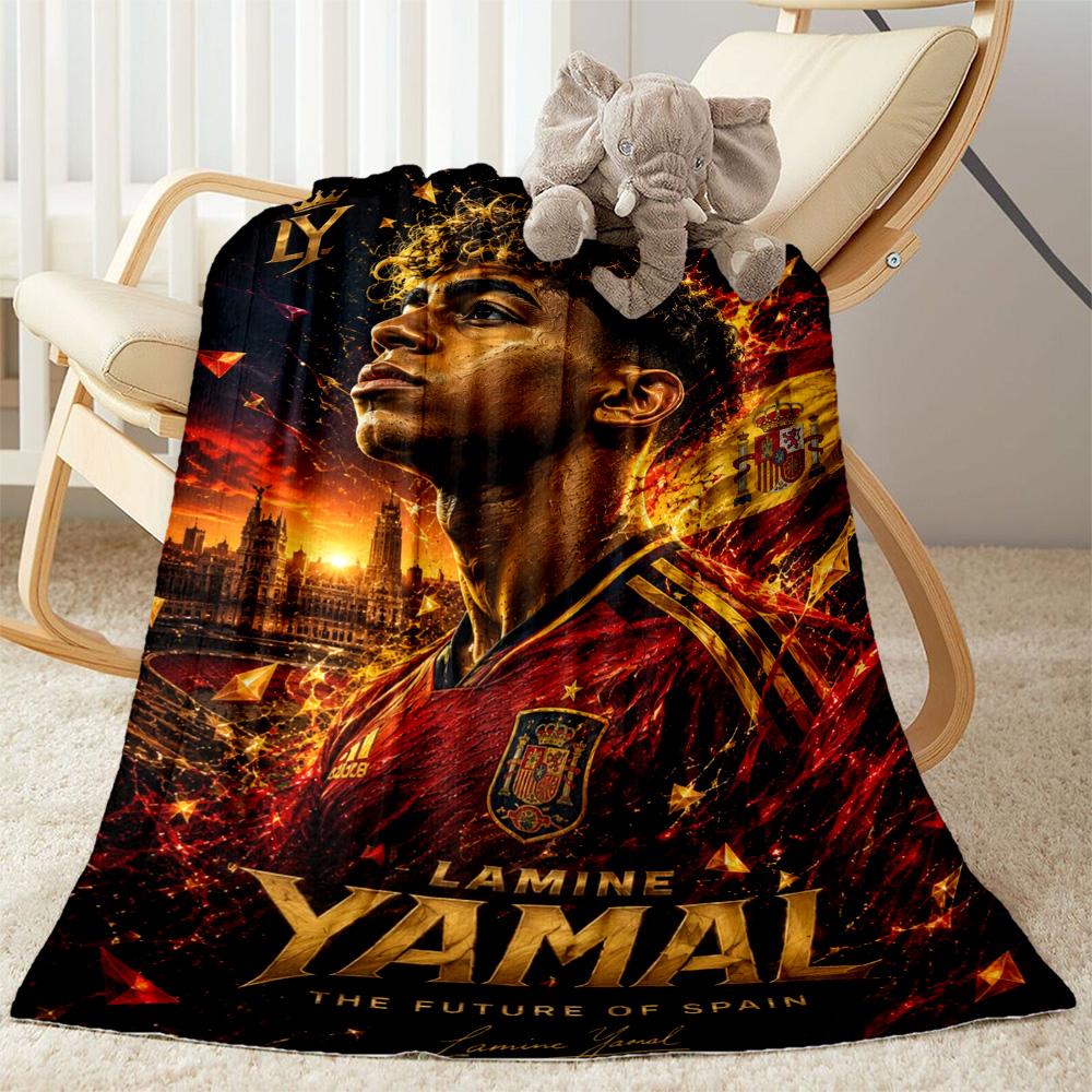 Lamine Yamal's Spain's Soccer Star Blanket Soft Warm Cozy Great for Chair Picnics Seaside Four Seasons Multipurpose Digital Print Best Holiday Gift fo