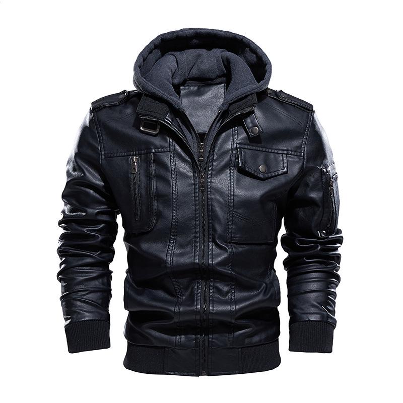 

Men s Washed Leather Jacket: Autumn/Winter, Cross-Border Style T23 L чорний