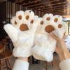 Cartoon Bear Paw Plush Gloves: Soft, Warm, and Cute Half-Finger Design for Women and Students.