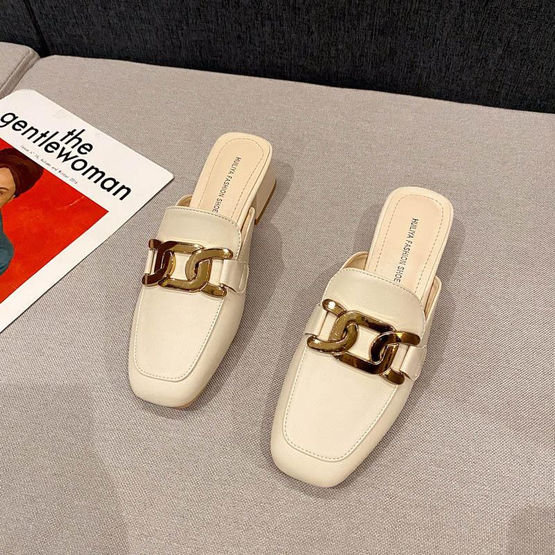 Sandals women's summer new slippers bag head fashion Korean version thick heel square head empty lazy shoes 309-3 comfortable