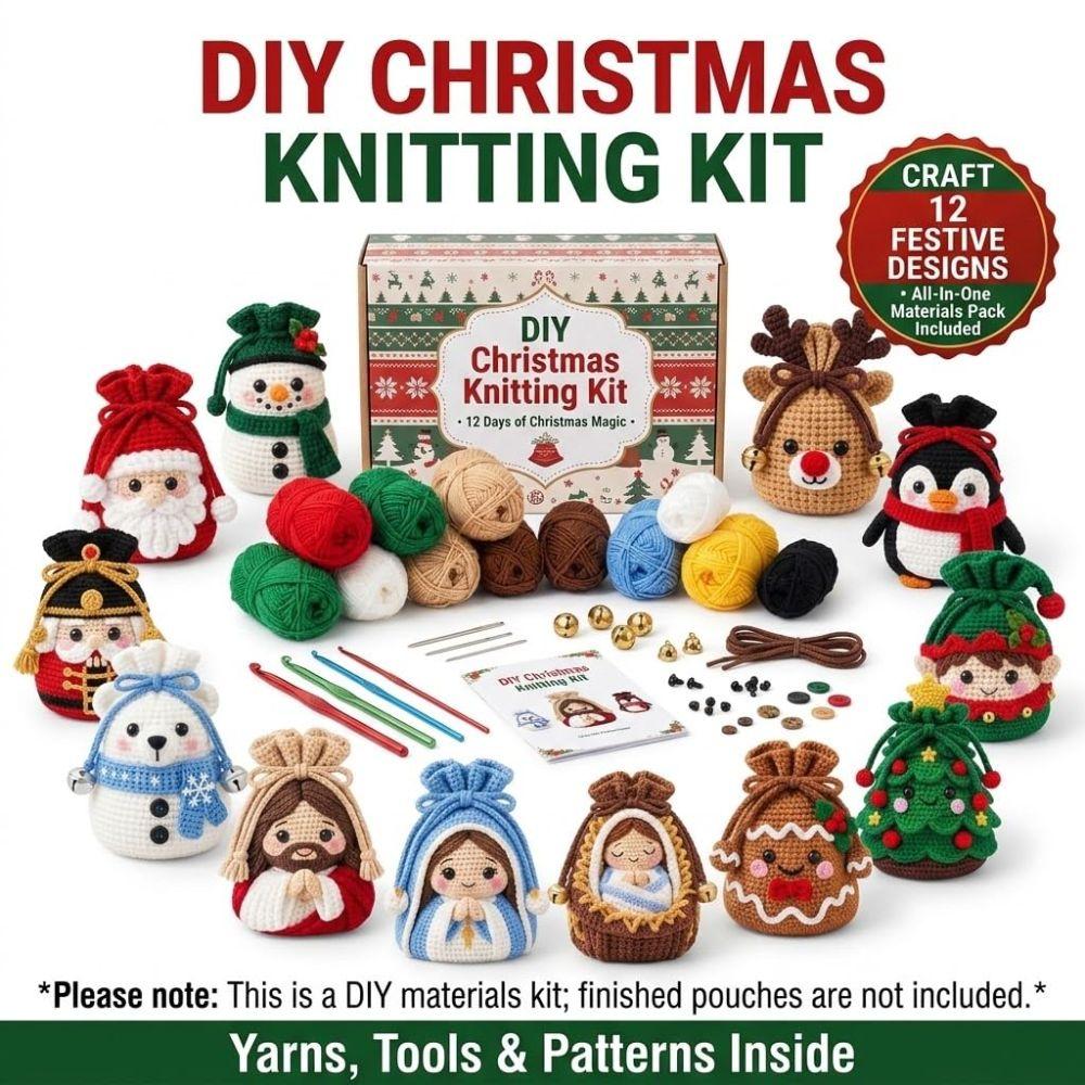 Character Christmas Drawstring Gift Bag Drawstring Closure Crochet Gift Pouch Christmas Gifting