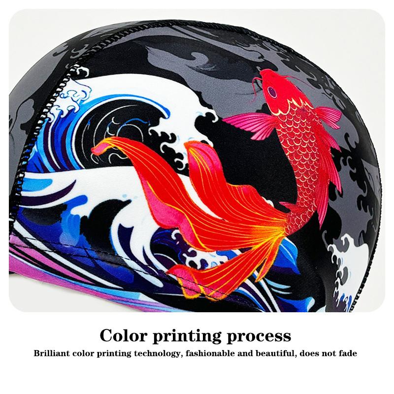 Fabric Figured Printed Swimming Cap Mesh Cloth Breathable Men Women Quick Drying Swim Hat Beach Pool Accessories