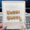 HANDMADE Square Round Artificial Nail Art Champagne Nude Cat'S Eye Pure Color Short Colorful Gentle Cream Rainbow Fake Nails Reusable