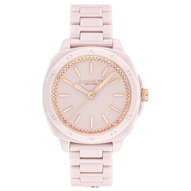 

Coach Kitt Watch Quartz Movement Ceramic Strap 34Mm Pink Dial 30M Water Resistant Women watches 14504402 Pink Watch Dial